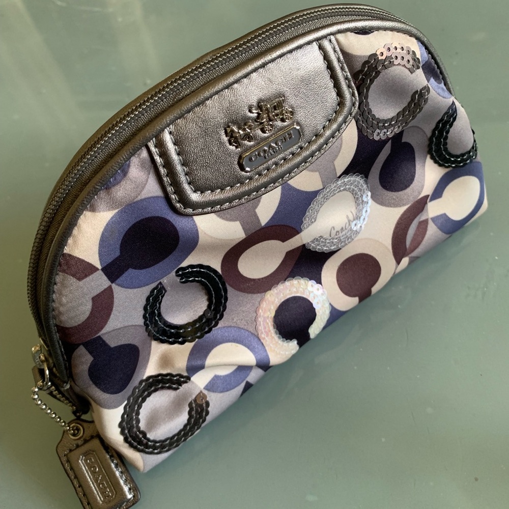 Coach Madison OP Art Sequin Cosmetic Bag Pouch